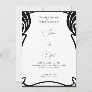 Invitation Mariage Whimsical Art Déco noir et blanc