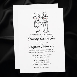 Invitation Mariage Whimsical Black White Bride