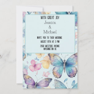 Invitation Mariage Whimsical Blue Butterflies