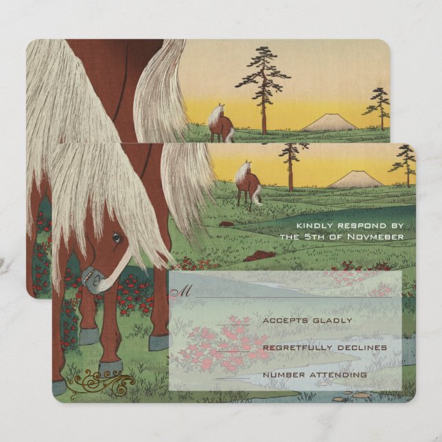 Invitation Mariage Whimsical Cheval RSVP (Devant / Derrière)