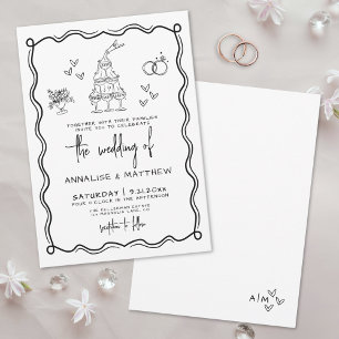 Invitation Mariage Whimsical tiré main