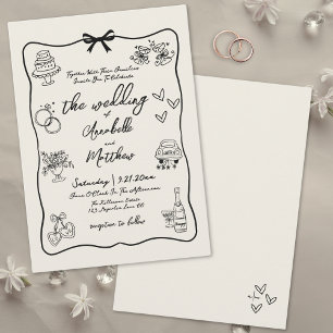 Invitation Mariage Whimsical Vintage tiré à la main