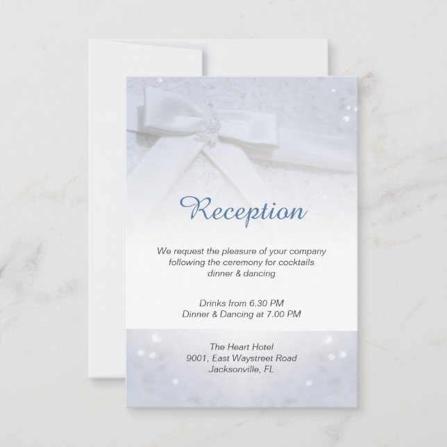 Invitation Mariage White Bow Hébergement de réception 2-en-1 (Devant)