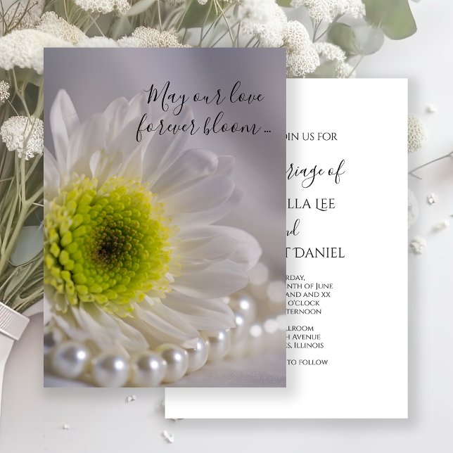 Invitation Mariage White Daisy et Pearls (Créateur téléchargé)