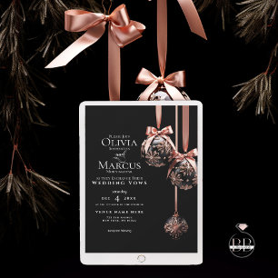 Invitation MARIAGE   Winter Pink et Onyx Baubles