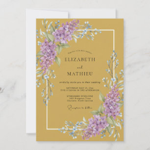 Invitation Mariage Wisteria Lilas Doux Moutarde