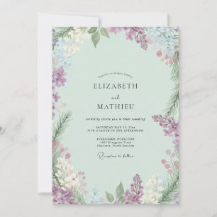 Invitation Mariage Wisteria Periwinkle Menthe