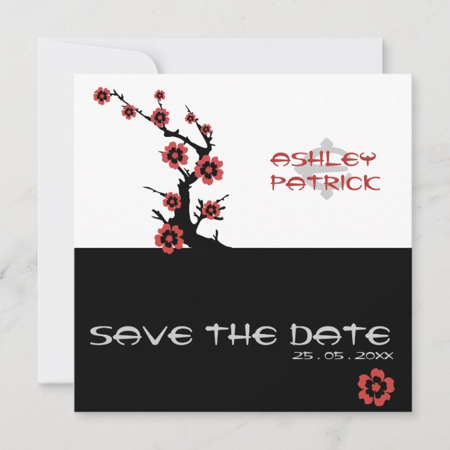 Invitation Mariage Yin-Yang Oriental Sakura (Devant)