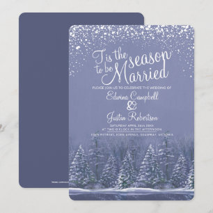 Invitation Mariages d'hiver pins lac bleu art