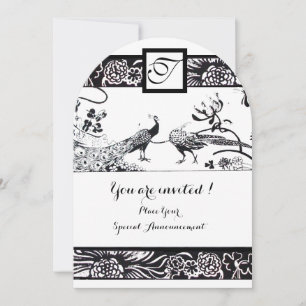 Invitation MARIAGES INSÉPARABLES CARRÉ MONOGRAM noir, blanc