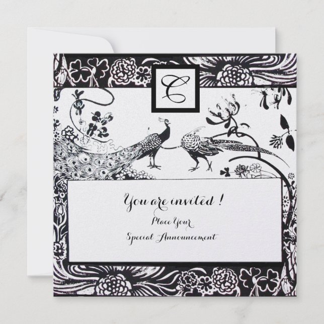 Invitation MARIAGES INSÉPARABLES MONOGRAM noir, perle blanche (Devant)