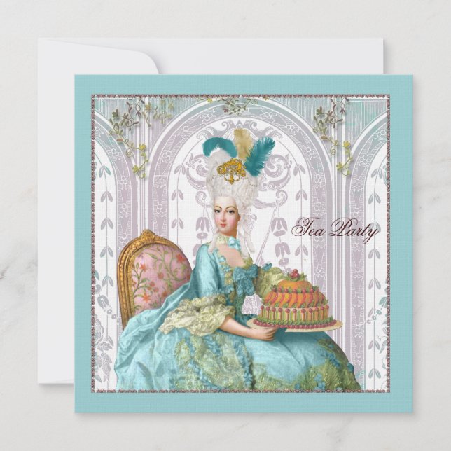 Invitation Marie Antoinette à l'Aqua au gâteau (Devant)