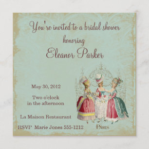 Invitation Marie Antoinette Dames Envoi d'une douche nuptiale