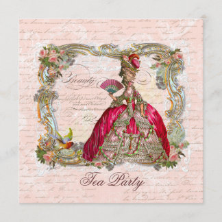 Invitation Marie Antoinette et Roses roses