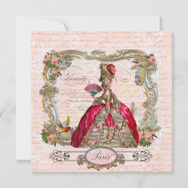 Invitation Marie Antoinette Hot Pink & Paris (Devant)