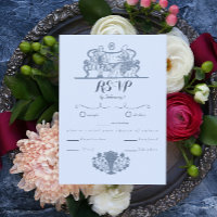 Marie Antoinette Inspiré Rococo Blue Wedding RSVP