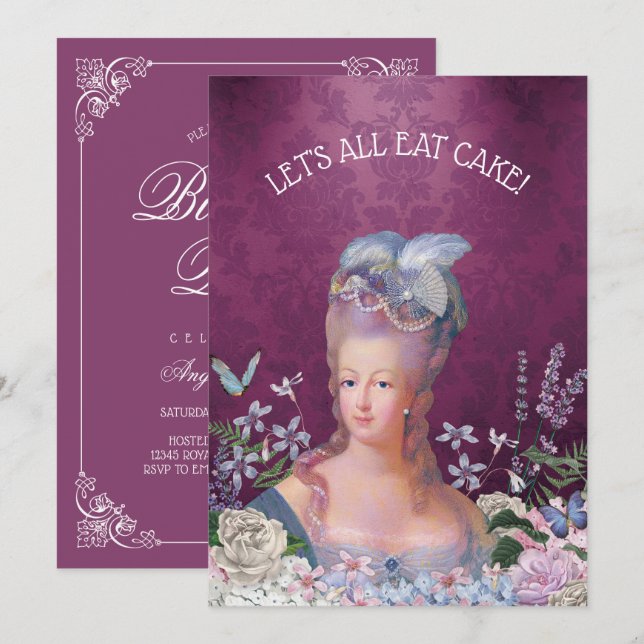 Invitation Marie Antoinette laisse manger l'anniversaire de (Devant / Derrière)
