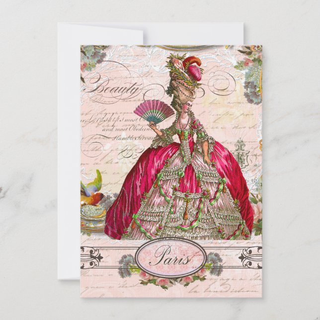 Invitation Marie Antoinette Laissez-les manger du gâteau (Devant)