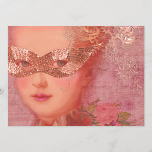 Invitation Marie Antoinette Mariage d'Hiver Mascarade 5 x 7