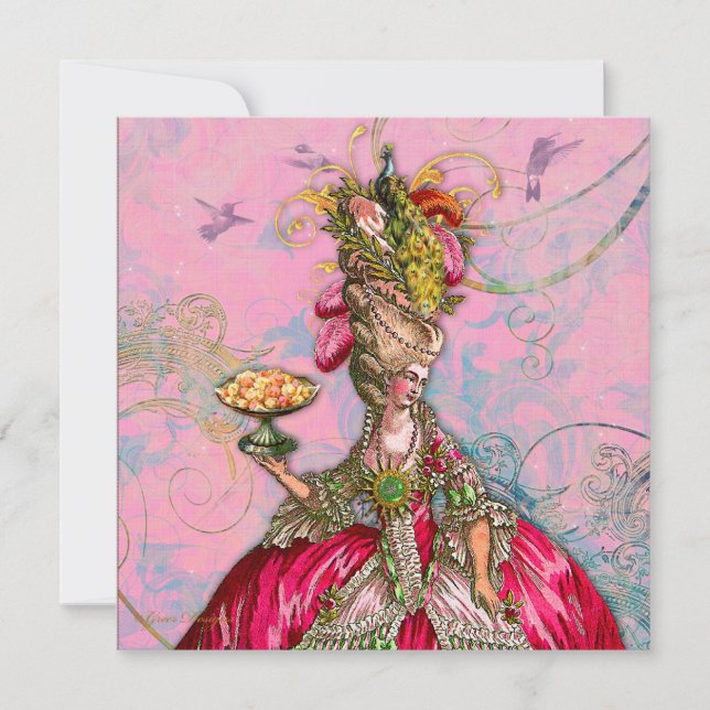 Invitation Marie Antoinette Qu'ils mangent de la gâteau (Devant)