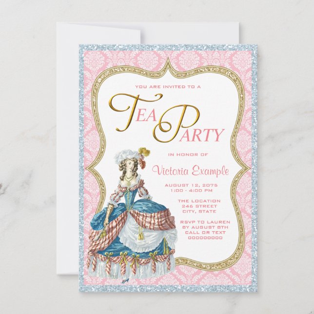 Invitation Marie Antoinette Tea Party (Devant)