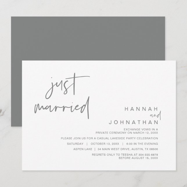 Invitation Marié, fête de l'Elopement Mariage (Devant / Derrière)
