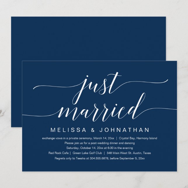 Invitation Marié, fête de l'Elopement Mariage (Devant / Derrière)