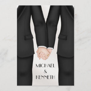 Invitation Marié gai élégant de mariage tenant des mains