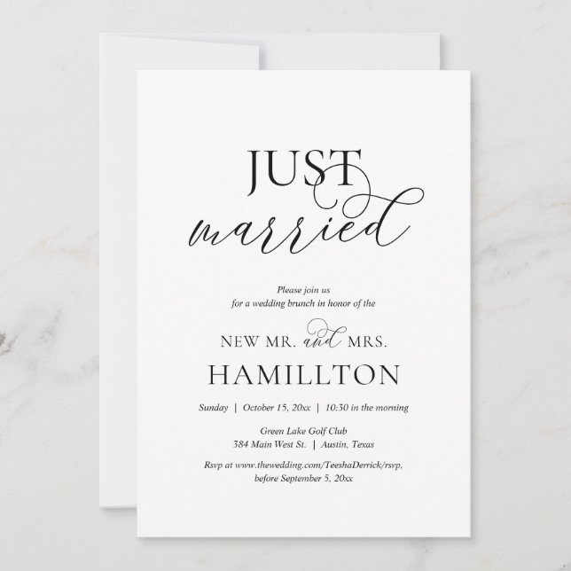 Invitation Marié, mariage de poste Brunch Elopement, Marine  (Devant)