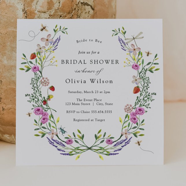 Invitation Mariée à Bee Boho Fête des mariées florale (Créateur téléchargé)