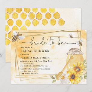 Invitation Mariée à devenir abeille miel Fleurs Mariage Showe
