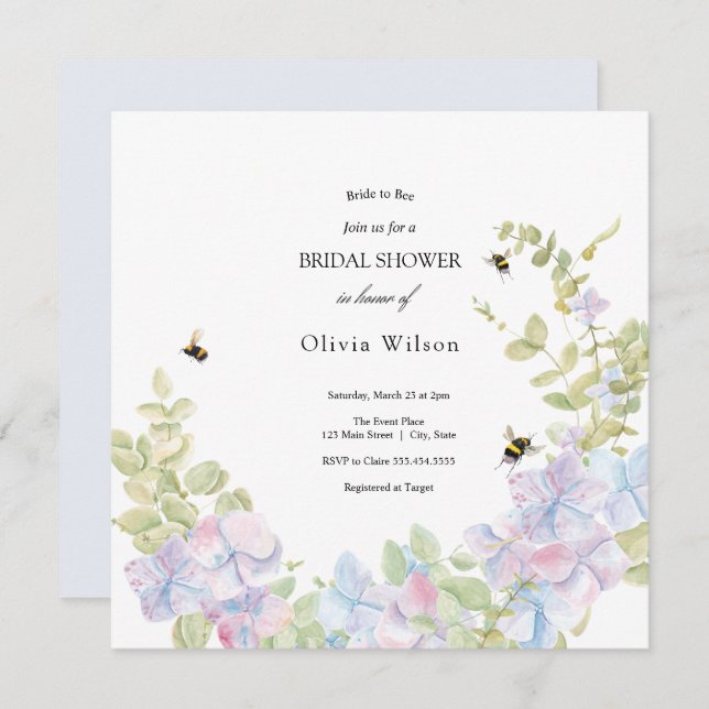 Invitation mariée à être verte élégante douche nuptiale (Devant / Derrière)