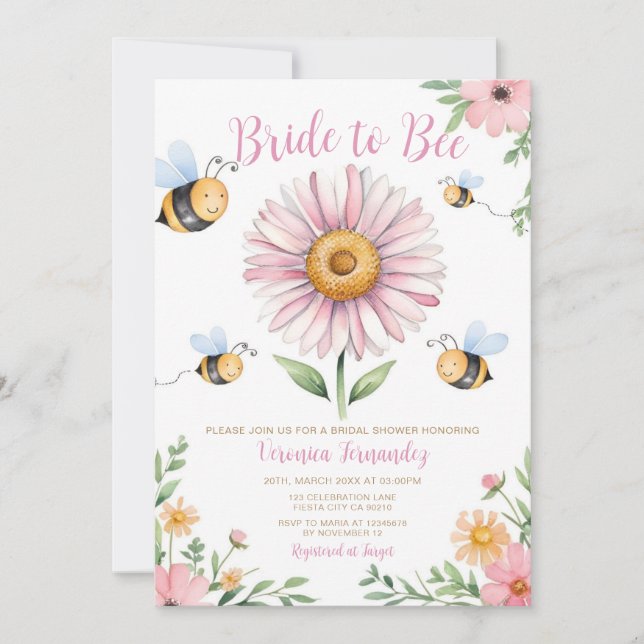 Invitation Mariée à Fête des mariées d'abeilles Elle a trouvé (Devant)