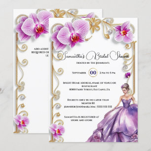 Invitation Mariée à lune d'orchidée violette pour être une do
