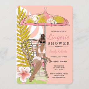 Invitation Mariée Afro-Américaine sous la douche de lingerie