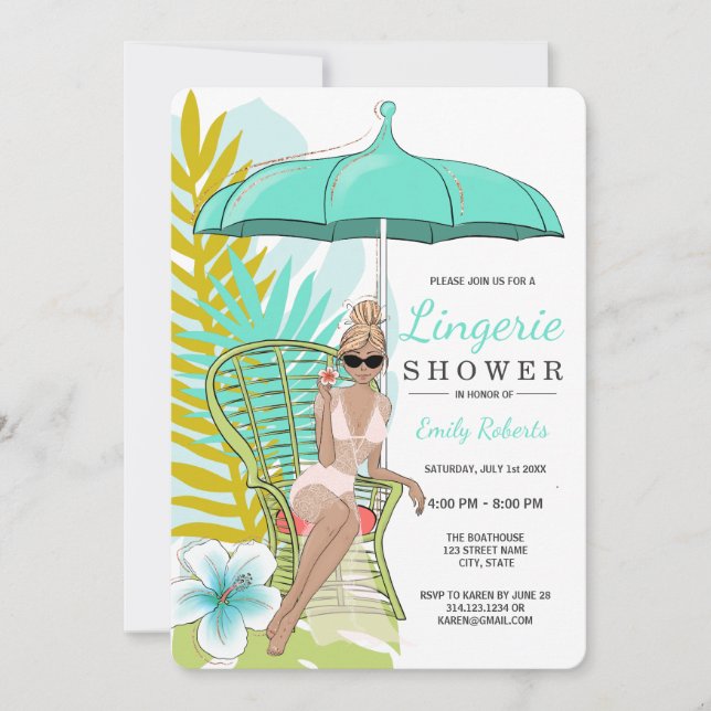 Invitation Mariée Blonde Douche de Lingerie (Devant)
