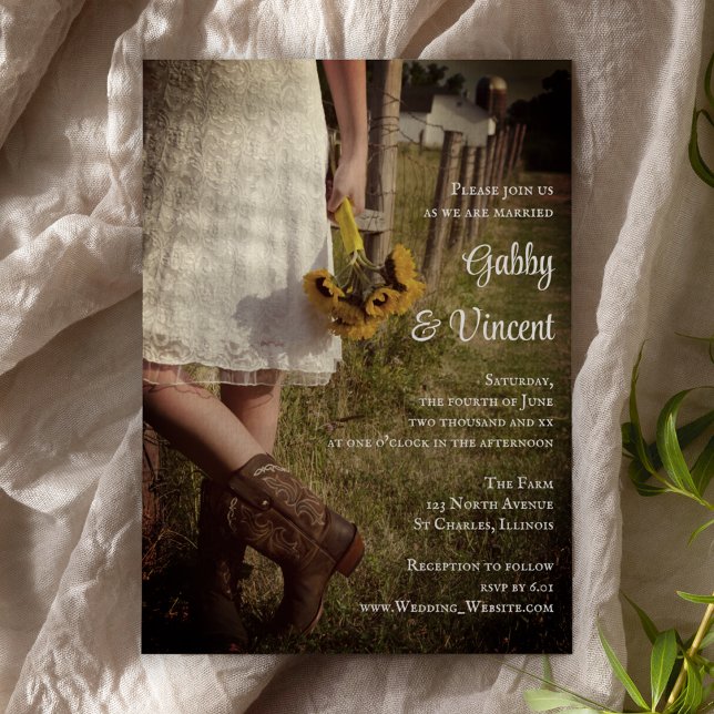 Invitation Mariée, Bottes de cowboy et Mariage du ranch des t (Créateur téléchargé)