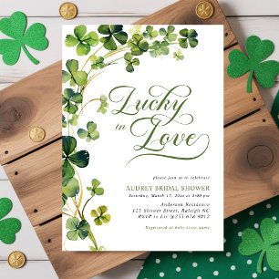 Invitation Mariée Chanceuse Fête de Fiançailles Shamrock Vert