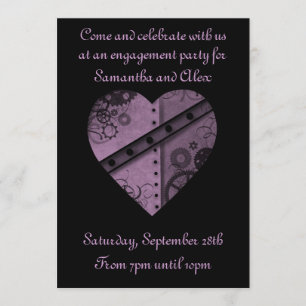 Invitation Mariée de la fête de fiançailles violette steampun