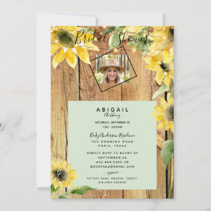 Invitation Mariée de tournesol rustique photo Bois et lumière