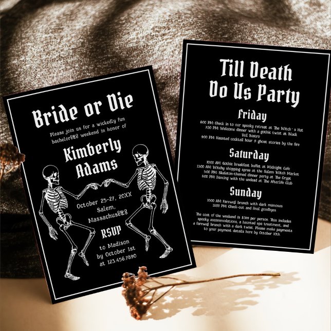 Invitation Mariée d'Halloween ou Die Skeleton Bachelorette Pa (Créateur téléchargé)