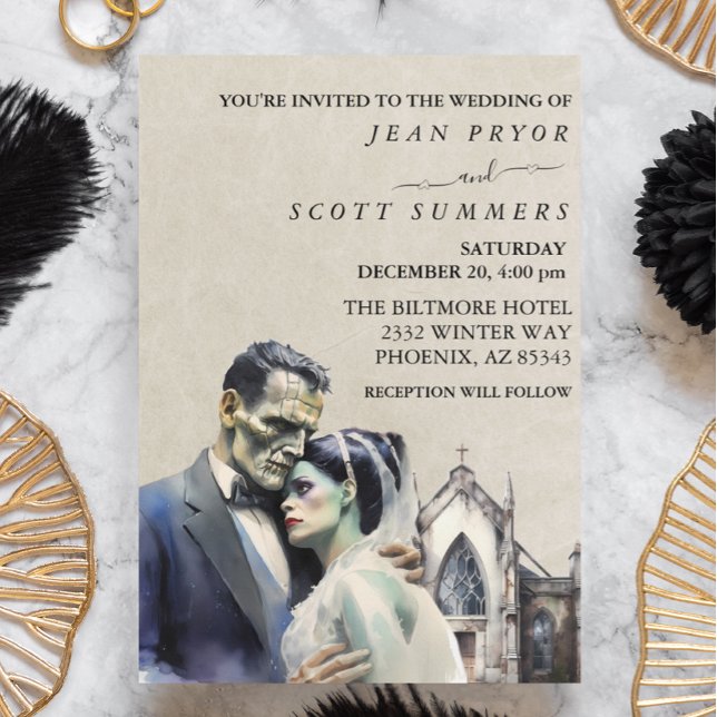 Invitation Mariée du Mariage d'Halloween Frankenstein (Créateur téléchargé)