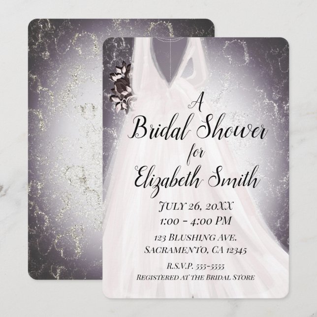 Invitation Mariée Écarlate Moderne Mariage Glamour Shower de  (Devant / Derrière)