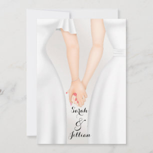 Invitation Mariée élégante de mariage gay se tenant la main