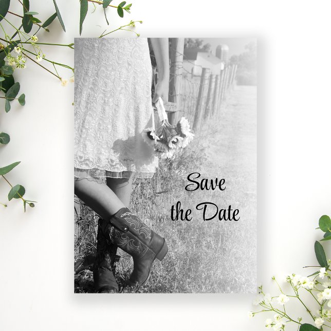 Invitation Mariée en Bottes et tournesols Cowboy Sauvez la da (Créateur téléchargé)