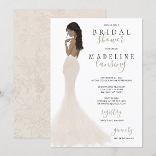 Invitation Mariée en Champagne Lace Gown Fête des mariées Inv