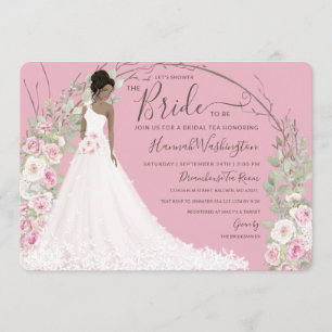 Invitation Mariée en robe blanche Douche à thé nuptiale