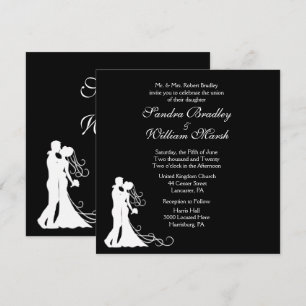 Invitation Mariée et chambre noire et blanche