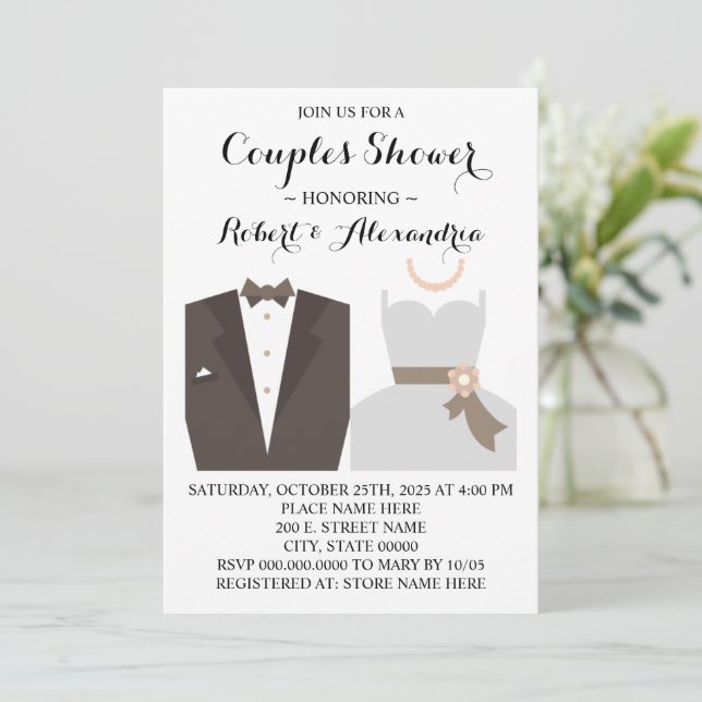 Invitation Mariée et chambre Wedding shower couple (Debout devant)