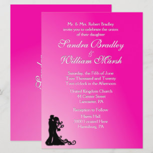 Invitation Mariée et fille Fuchsia